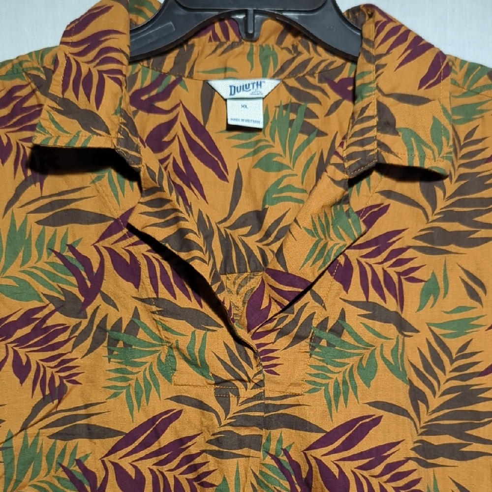 Duluth Trading Company Lightweight Popover Tropical Print Organic Cotton Size XL